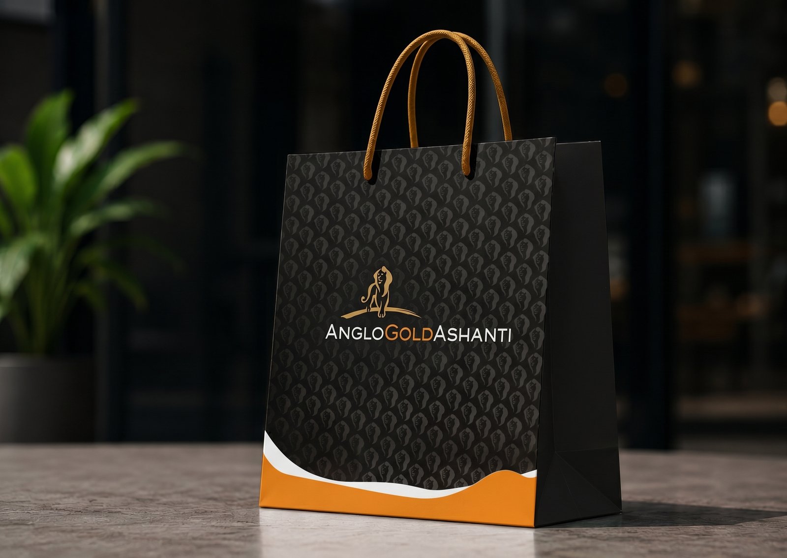 Danessie paper bag mockup — retail presentation with branded carrier.