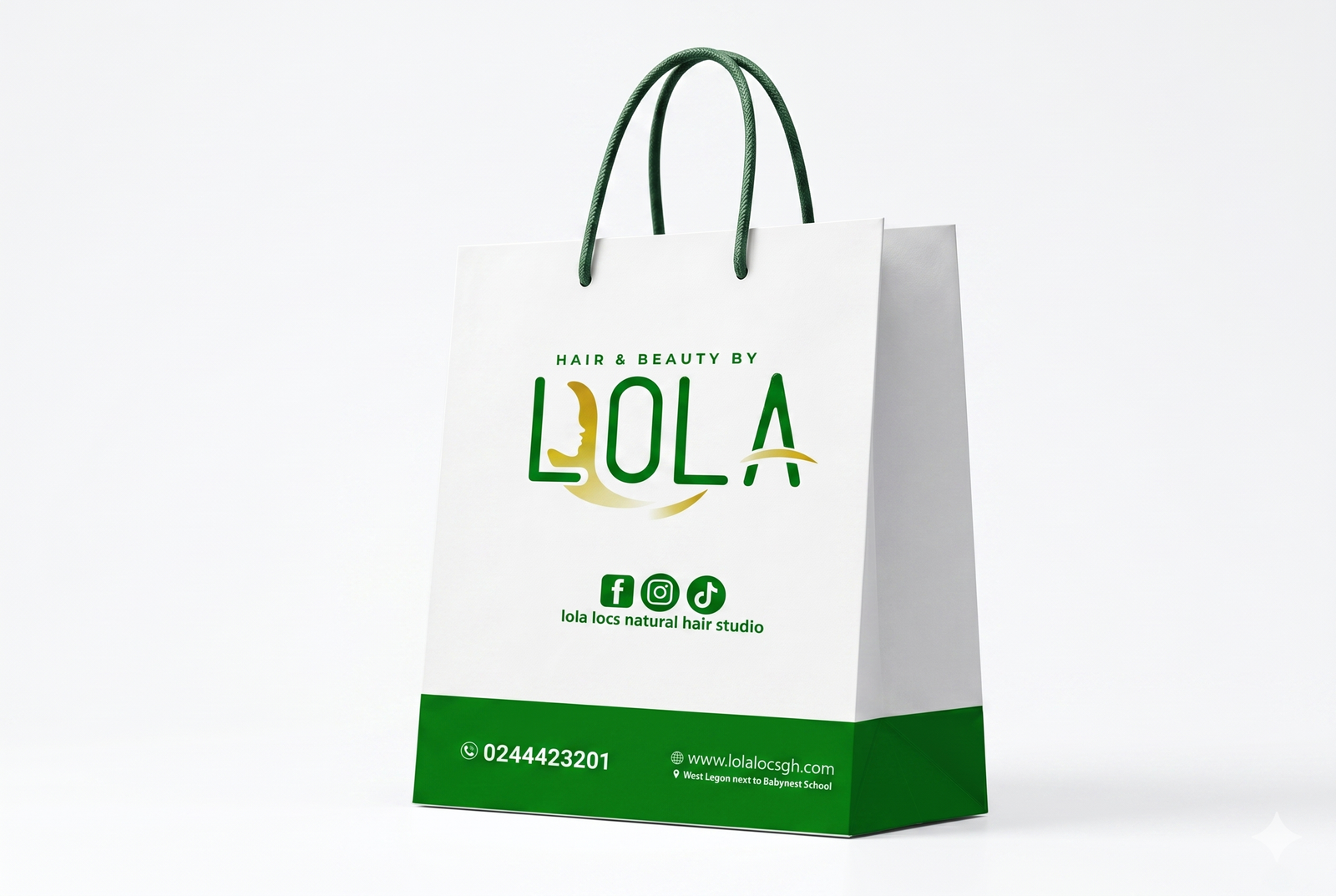 Danessie paper bag mockup — product presentation with branded paper carrier.